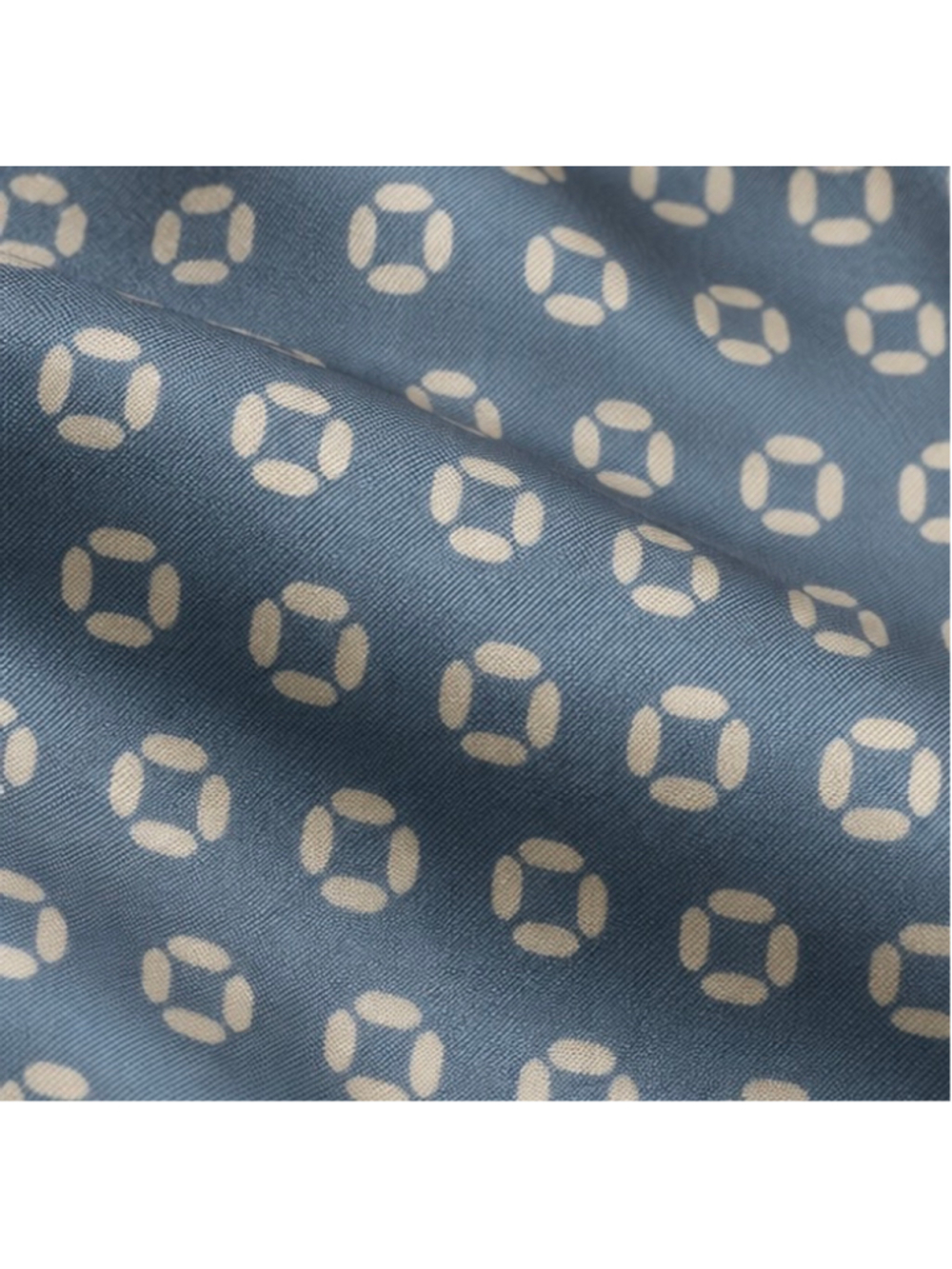 Kiton Pocket Square Blue White Patterned Silk 15in x 15in New